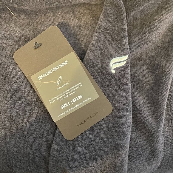 Fabletics Hoodie M - The Island Terry Blue Lightweight Butter Soft Pullover NWT - Picture 4 of 4